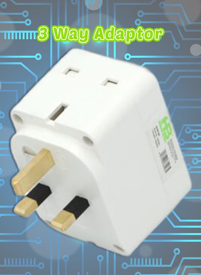 HOMEBEST HomeBest 13A 3-Way UK Travel Adaptor | Anti-Fire 750°C | PC Material & Copper, Neon Indicator|Non Stackable | Safe for Indoor Use  - Image 2