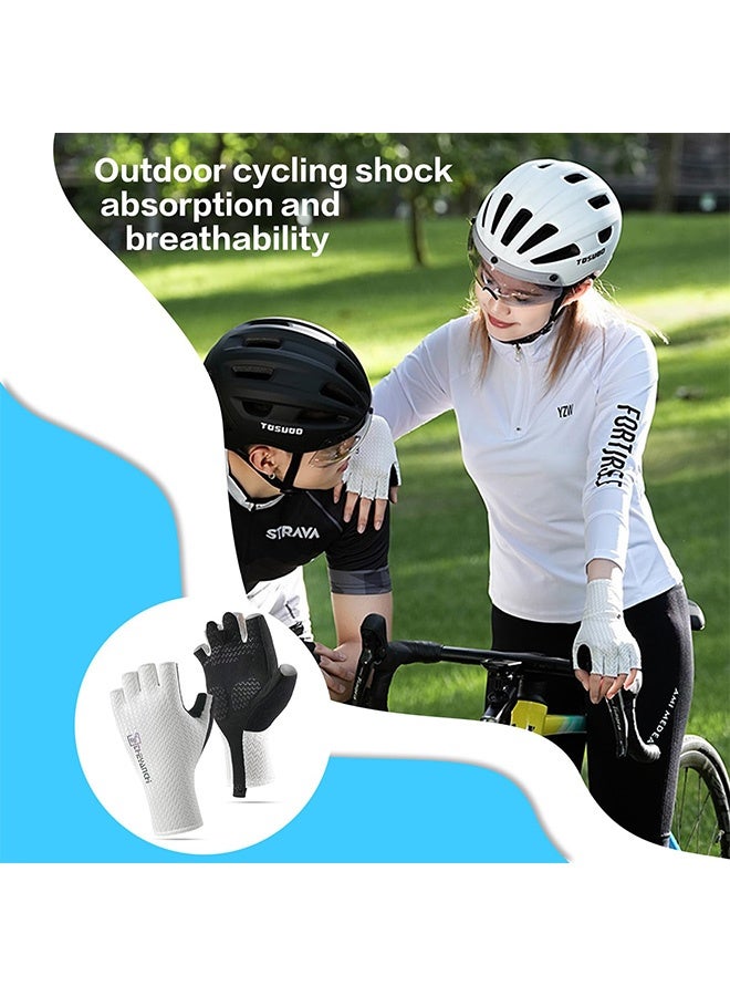 CAMPANAS Gym Gloves for Men & Women - Anti-Slip Silicone Grip Weightlifting Gloves, Breathable Mesh Workout Gloves with Wrist Support for Exercise, Cycling, Training & Fitness (White) - Image 5