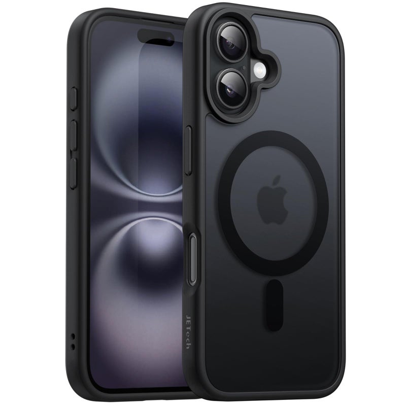 JETech Magnetic Case for iPhone 16 Plus 67Inch Compatible with MagSafe Translucent Matte Back Slim Shockproof Phone Cover Black - Image 2