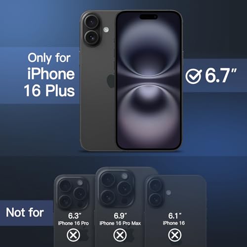 JETech Magnetic Case for iPhone 16 Plus 67Inch Compatible with MagSafe Translucent Matte Back Slim Shockproof Phone Cover Black - Image 3