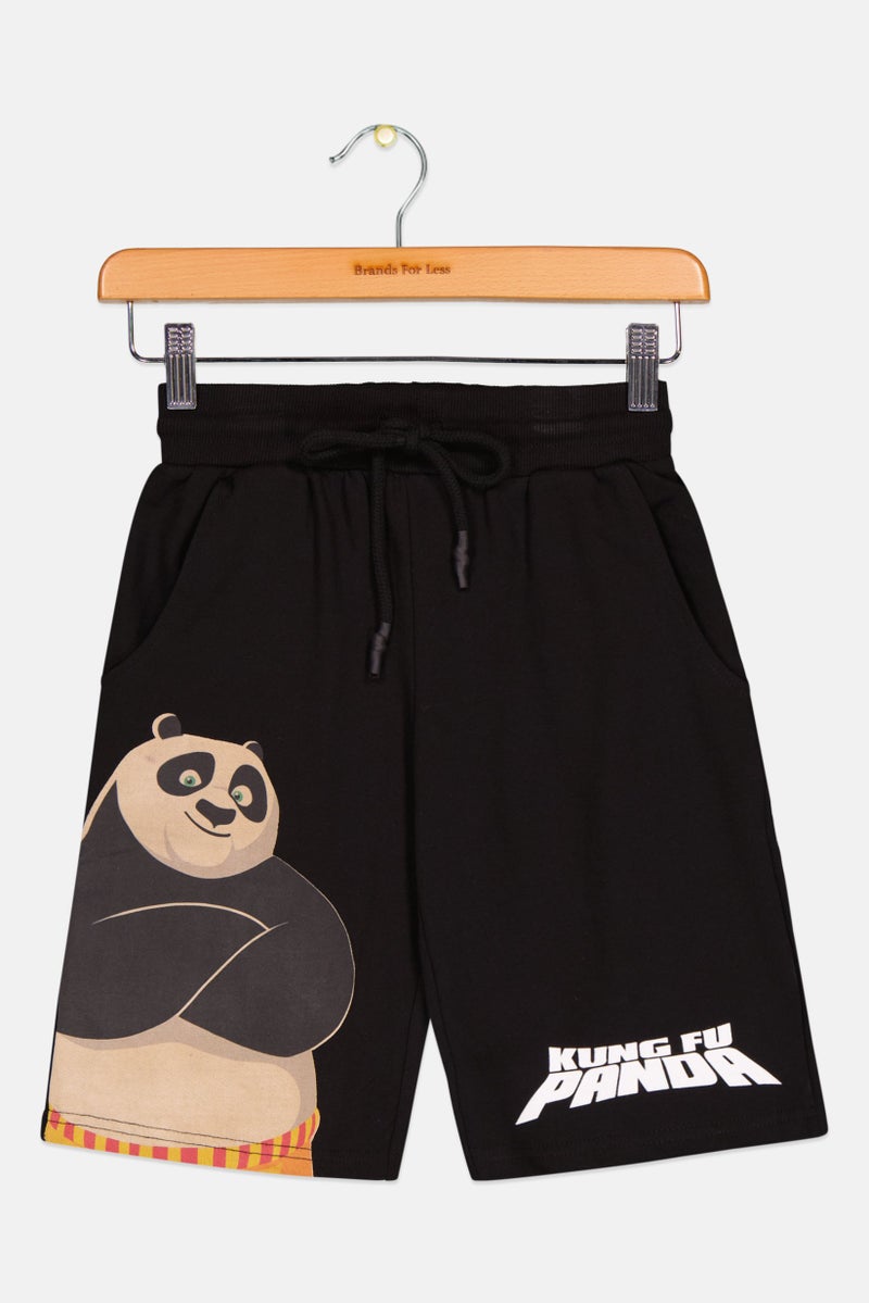 DreamWorks شورتات أساسية مطبوعة بكونغ فو باندا للأولاد، أسود - Image 1