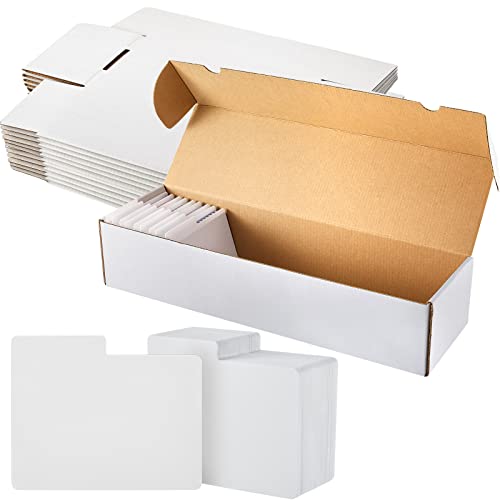 Faccito 12 Pcs 800 Count Trading Card Storage Box Card Holders Collectible White Trading Cases Collectors Organizers with 50 Horizontal DividersPlastic Divider for Sports Game Playing - Image 1