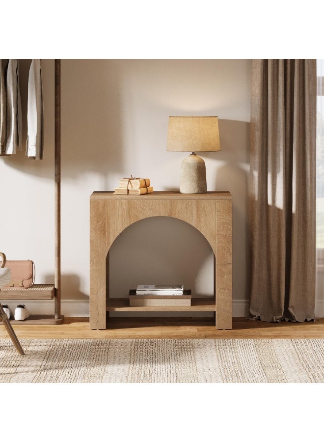 LITTLE TREE طاولة جانبية مع تخزين، طاولة سرير كبيرة لغرفة النوم، طاولة جانبية مزرعة بقاعدة خشبية، طاولة نهاية خشبية لغرفة النوم، أثاث مميز، تجميع سهل (1، بني فاتح) - Image 4