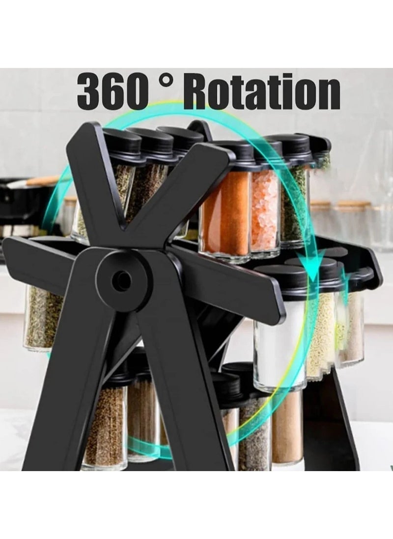 ELTRAZONE Rotating Spice Rack Organizer with 18 Refillable Spice Jars – 360° Revolving Countertop Carousel for Easy Access | Space-Saving Seasoning Organizer for Kitchen Shelf or Counter | Sleek, Durable Design  - Image 3