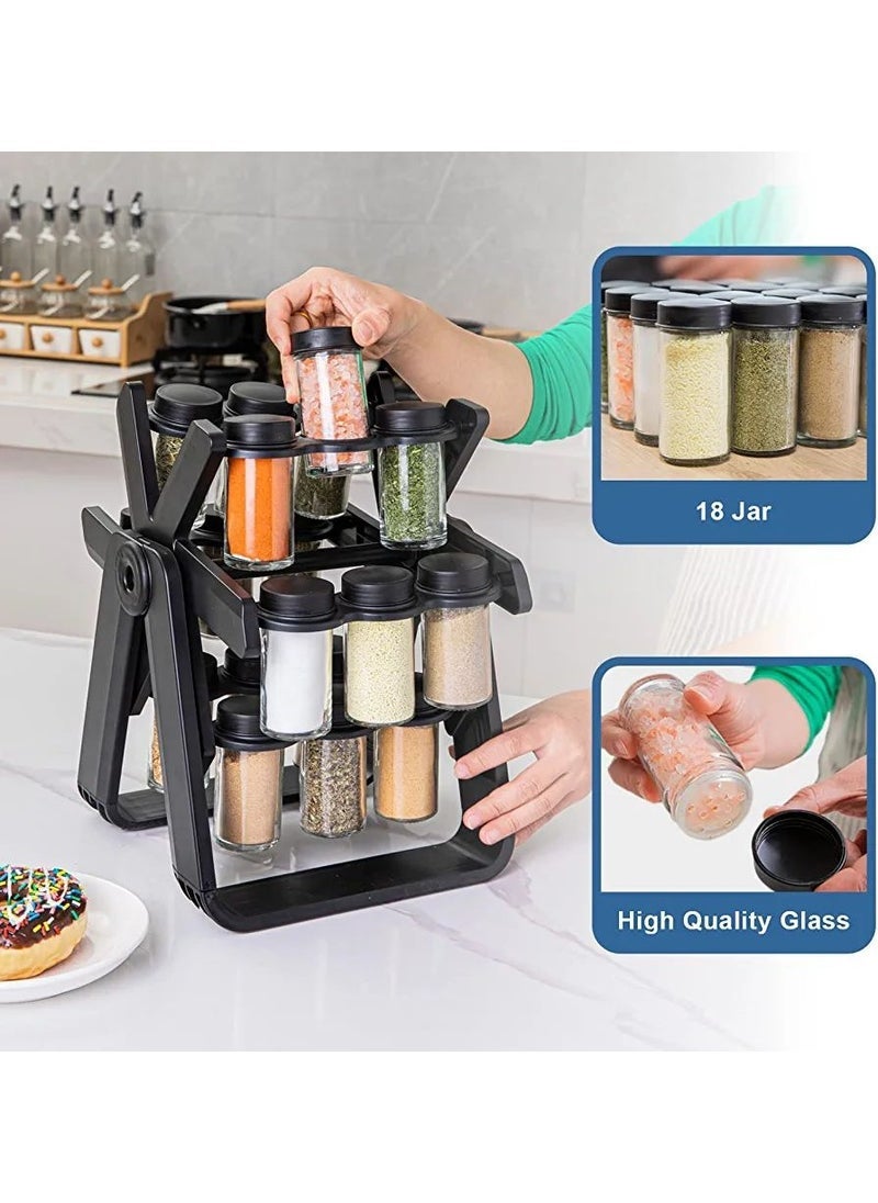 ELTRAZONE Rotating Spice Rack Organizer with 18 Refillable Spice Jars – 360° Revolving Countertop Carousel for Easy Access | Space-Saving Seasoning Organizer for Kitchen Shelf or Counter | Sleek, Durable Design  - Image 4