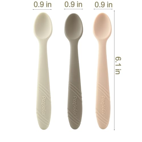 PandaEar 7 Pack Silicone Baby Feeding Spoons, First Stage Training Spoon Infant Utensils Feeding Supplies, BPA Free Gum-Friendly Soft Tip Baby Led Weaning Spoon - Image 5