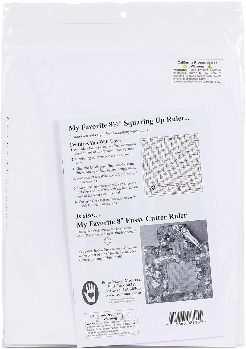Marti Michell 8715 My Favorite 812 in Squaring Up Ruler 8 in Fussy Cutter Patchwork Quilting Template Rulers - Image 3