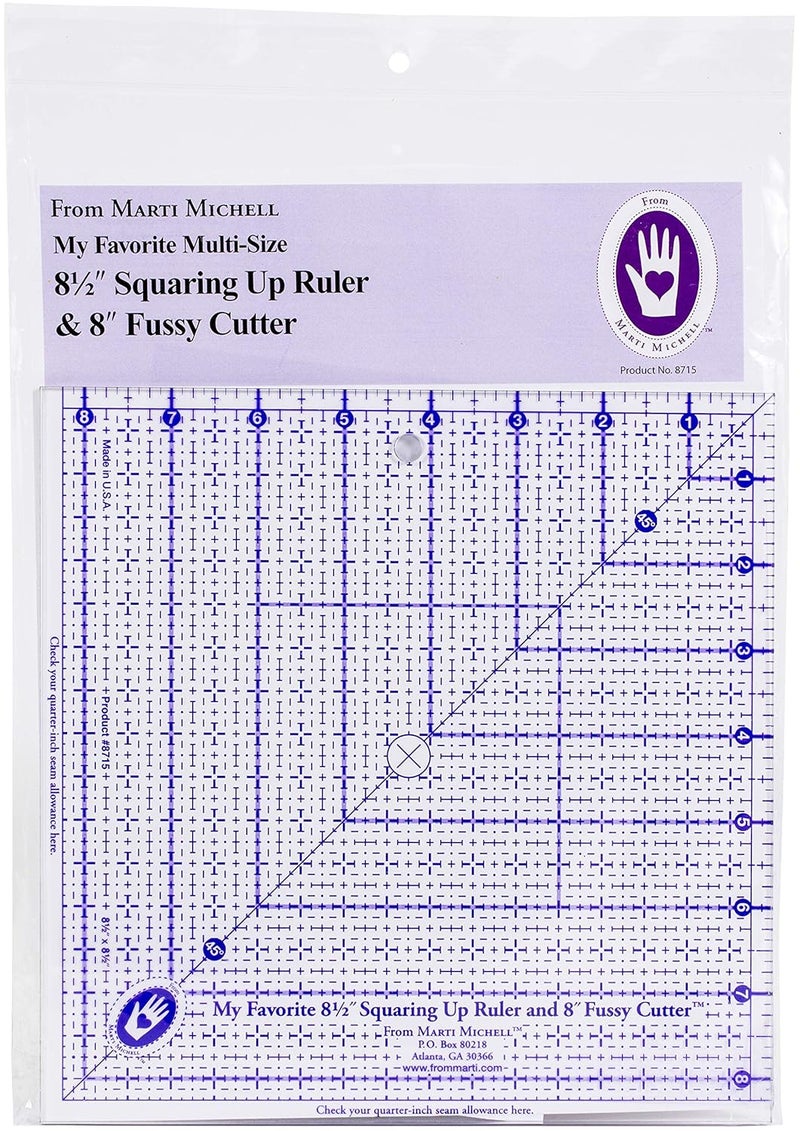 Marti Michell 8715 My Favorite 812 in Squaring Up Ruler 8 in Fussy Cutter Patchwork Quilting Template Rulers - Image 1