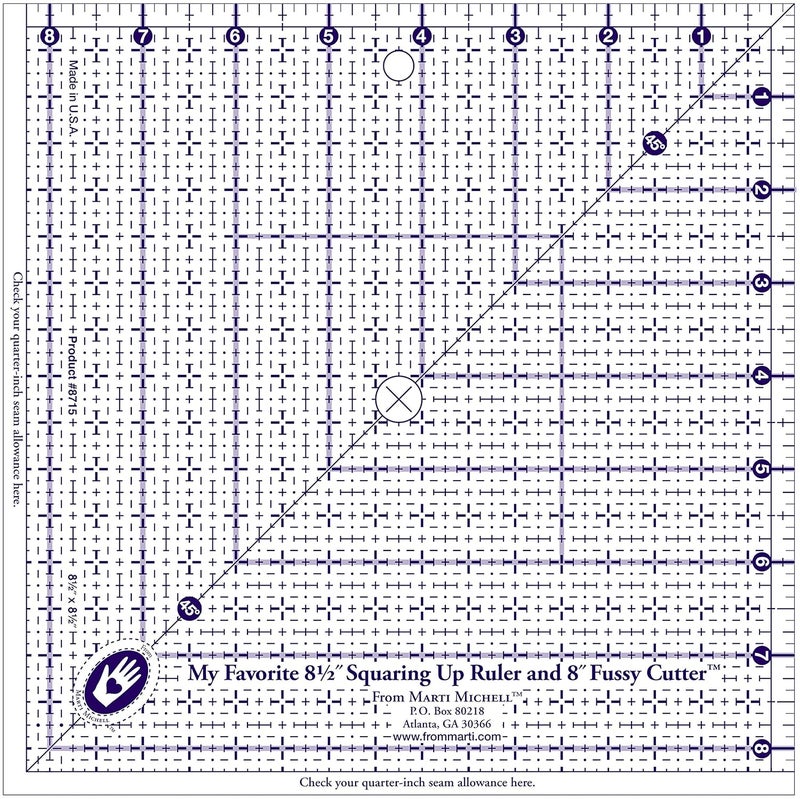 Marti Michell 8715 My Favorite 812 in Squaring Up Ruler 8 in Fussy Cutter Patchwork Quilting Template Rulers - Image 2