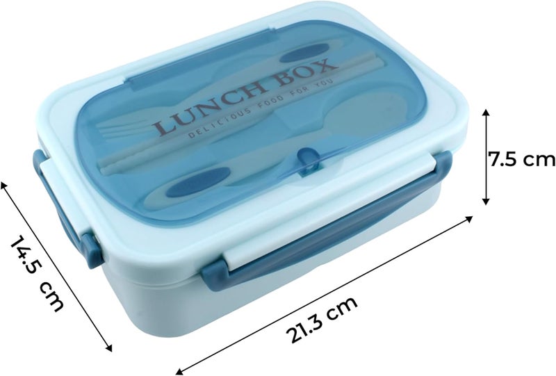 Cravista Bento Lunch Box for Kids and Adults– 1200ML Leakproof 3-Compartment Lunchbox with Cutlery – BPA-Free, Microwave Safe, Durable Food Container Bento Box (Blue) - Image 5
