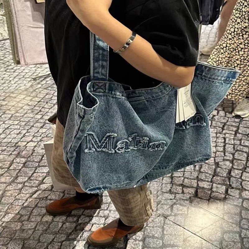 Women's Denim Tote Bag with Embroidered Logo - Image 3