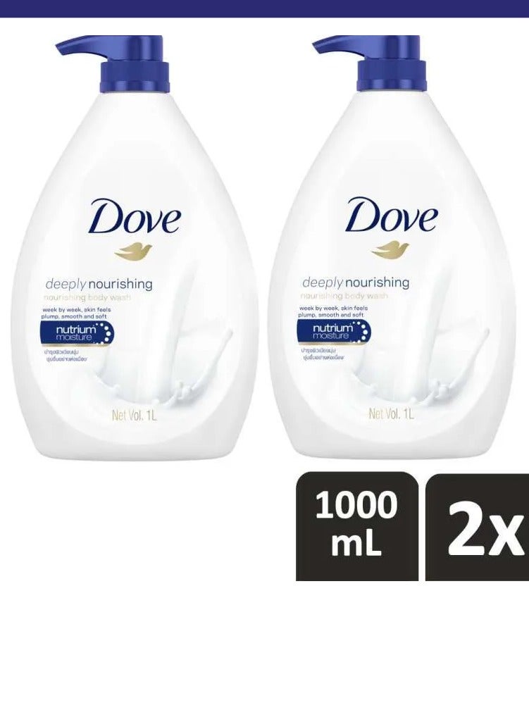 دوف غسول الجسم دوف المغذي بعمق، مرطب مغذي، قطعتين × 1 لتر - Image 1