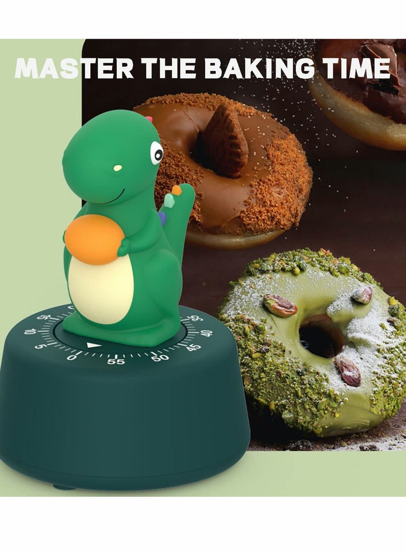 SOLARAE Kitchen Timer, Cute Cartoon Dinosaur Timer Mechanical Counters Timer, Animal Digital Countdown Timer for Kids Home Office Worker Student (Dark Green) - Image 5