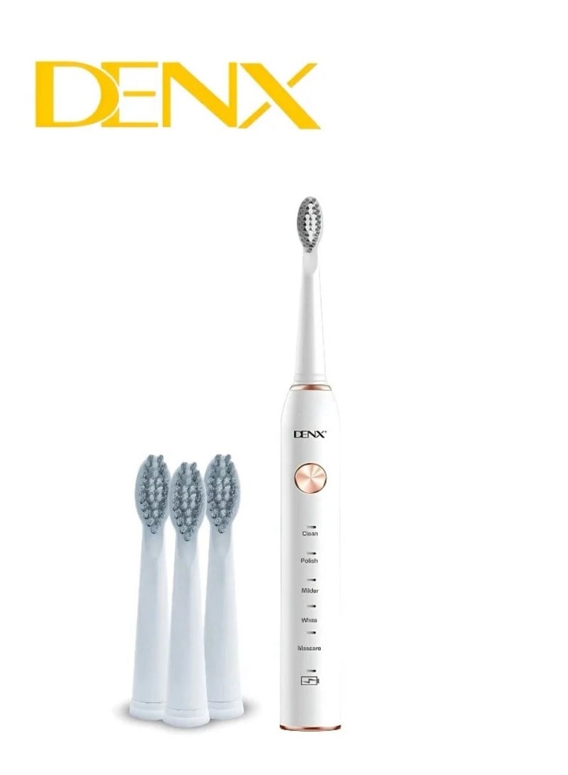 دينكس فرشاة أسنان كهربائية مع 3 رؤوس فرشاة محرك بالموجات فوق الصوتية 5 أوضاع ، قابلة لإعادة الشحن ، آي بي إكس 7 مقاوم للماء ، فرشاة أسنان كهربائية للبالغين والمراهقين DX2579 - Image 1