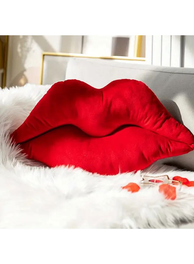 Red Lips Shaped Throw Pillow Soft Plush Cushion 11 81 Inch With Zipper Closure For Home Decor - Image 1