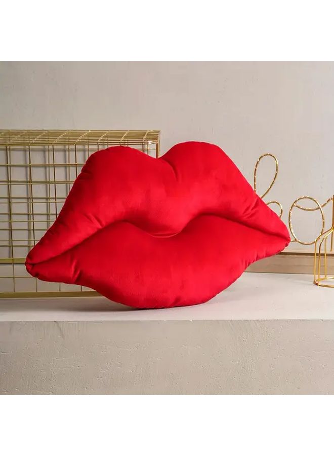 Red Lips Shaped Throw Pillow Soft Plush Cushion 11 81 Inch With Zipper Closure For Home Decor - Image 2