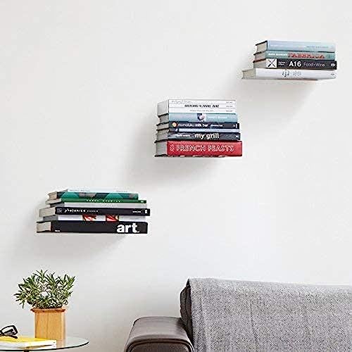 ROLLYWARE Unique Design Invisible Bookshelf Metal Heavy Floating Book Shelf Wall mountad Shelf Holder Hanging Home Storage Rack for Home Wall Decoration (Hold Upto 10 Books per self) Pack of 10 - Image 3