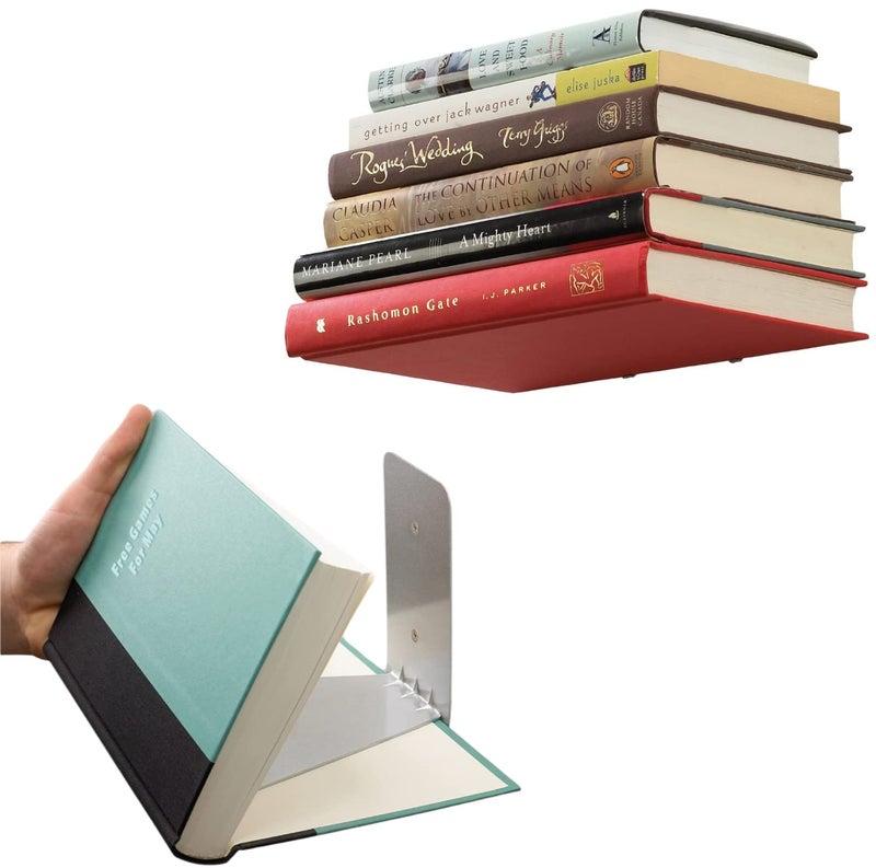 ROLLYWARE Unique Design Invisible Bookshelf Metal Heavy Floating Book Shelf Wall mountad Shelf Holder Hanging Home Storage Rack for Home Wall Decoration (Hold Upto 10 Books per self) Pack of 10 - Image 1