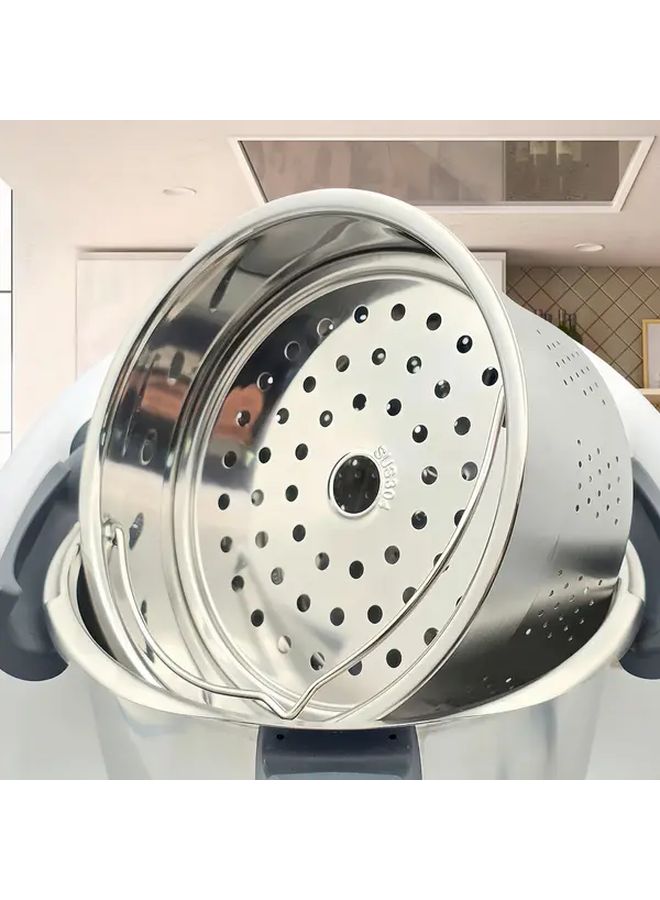 سلة البخار المصنوعة من الفولاذ المقاوم للصدأ 304 مع مقبض مريح، باللون الفضي، متوافقة مع Thermomix TM5 وTM6، تصميم متعدد الاستخدامات للبخار والغسل والشطف، متينة وسهلة التنظيف، أداة طهي حديثة مثقبة للمطبخ. - Image 1
