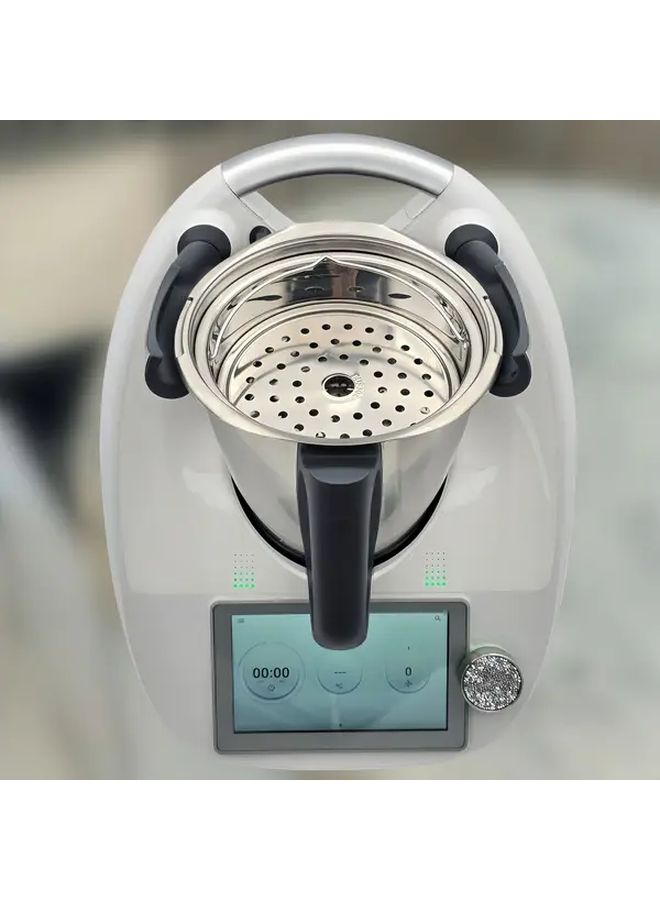 سلة البخار المصنوعة من الفولاذ المقاوم للصدأ 304 مع مقبض مريح، باللون الفضي، متوافقة مع Thermomix TM5 وTM6، تصميم متعدد الاستخدامات للبخار والغسل والشطف، متينة وسهلة التنظيف، أداة طهي حديثة مثقبة للمطبخ. - Image 4