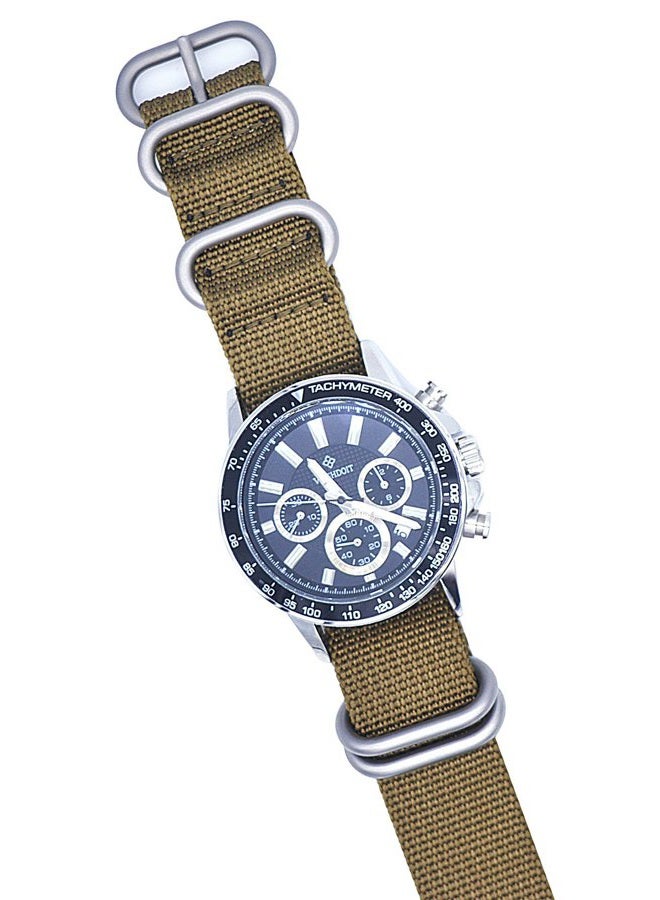 ArtStyle Watch Band with 1.5mm Thickness Quality Nylon Strap and Heavy Duty Brushed Buckle (Khaki, 20mm) - Image 4
