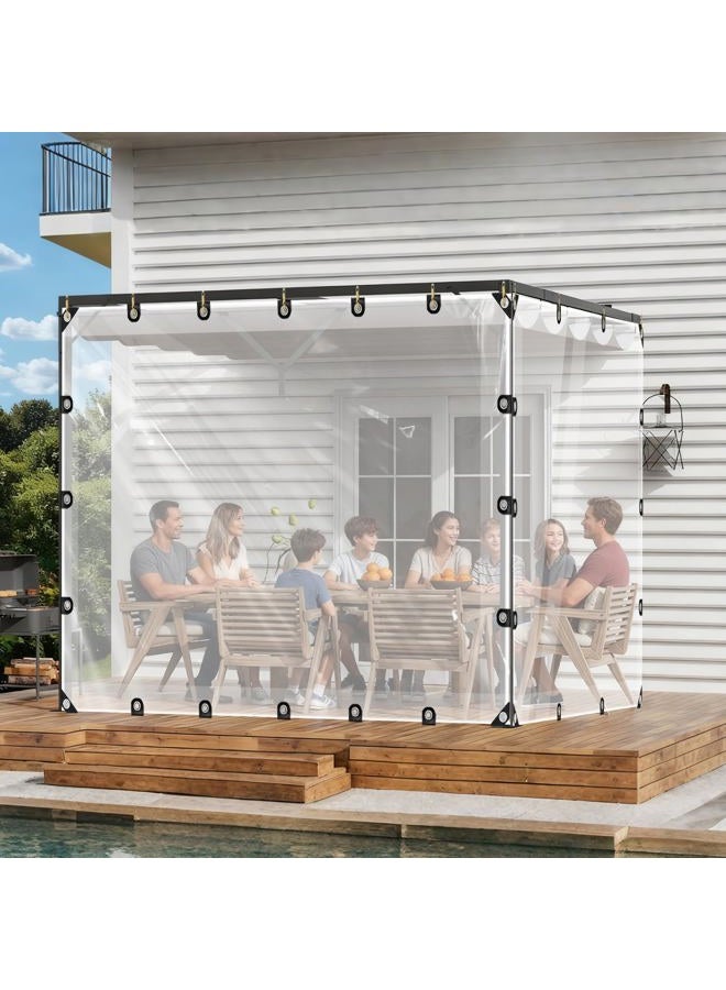 LC&QS 6x8ft Thicken Waterproof Clear Tarp - Anti-Tear Windproof Garden Transparent Poly Tarpaulin, Snowproof PE Tarp with Grommets for Winter Greenhouse Patio Enclosure Chicken Coop. - Image 3