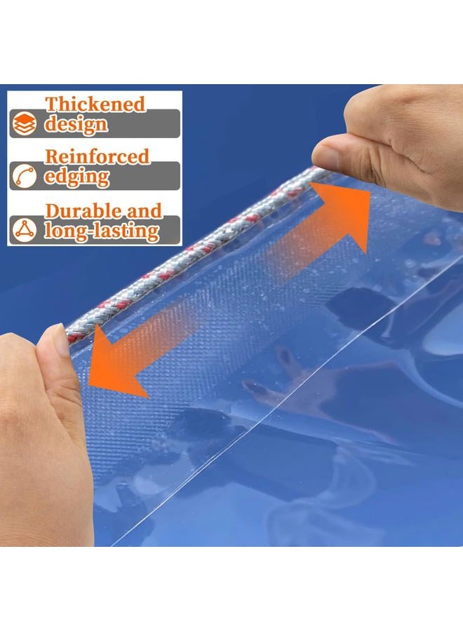 LC&QS 6x8ft Thicken Waterproof Clear Tarp - Anti-Tear Windproof Garden Transparent Poly Tarpaulin, Snowproof PE Tarp with Grommets for Winter Greenhouse Patio Enclosure Chicken Coop. - Image 5
