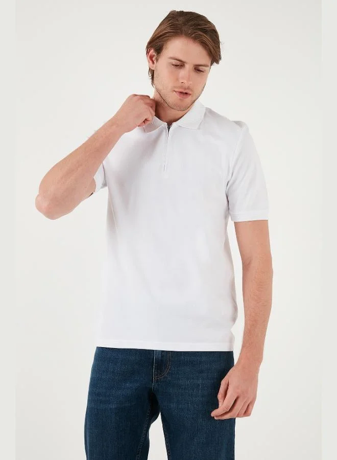 Buratti Cotton Regular Fit Half Zipper Polo Collar T Shirt Men's Polo Collar T-Shirt 5901029