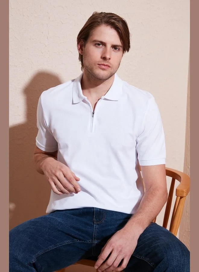 Buratti  Buratti Cotton Regular Fit Half Zipper Polo Collar T Shirt Men's Polo Collar T-Shirt 5901029 for Men | Best Price UAE