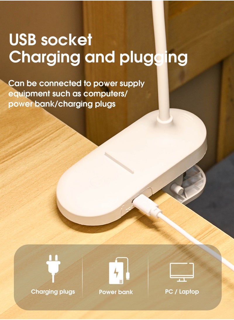 LOOPITYS - 3 Modes Touch Dimming USB Dimming Clip Table Lamp Student Dormitory Learning Study Table Light Bedside Flexo Lamps - Image 1