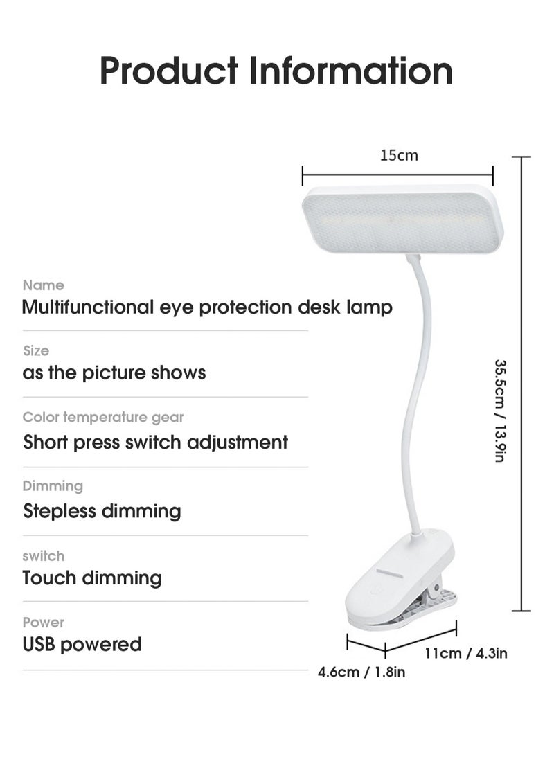 LOOPITYS - 3 Modes Touch Dimming USB Dimming Clip Table Lamp Student Dormitory Learning Study Table Light Bedside Flexo Lamps - Image 1