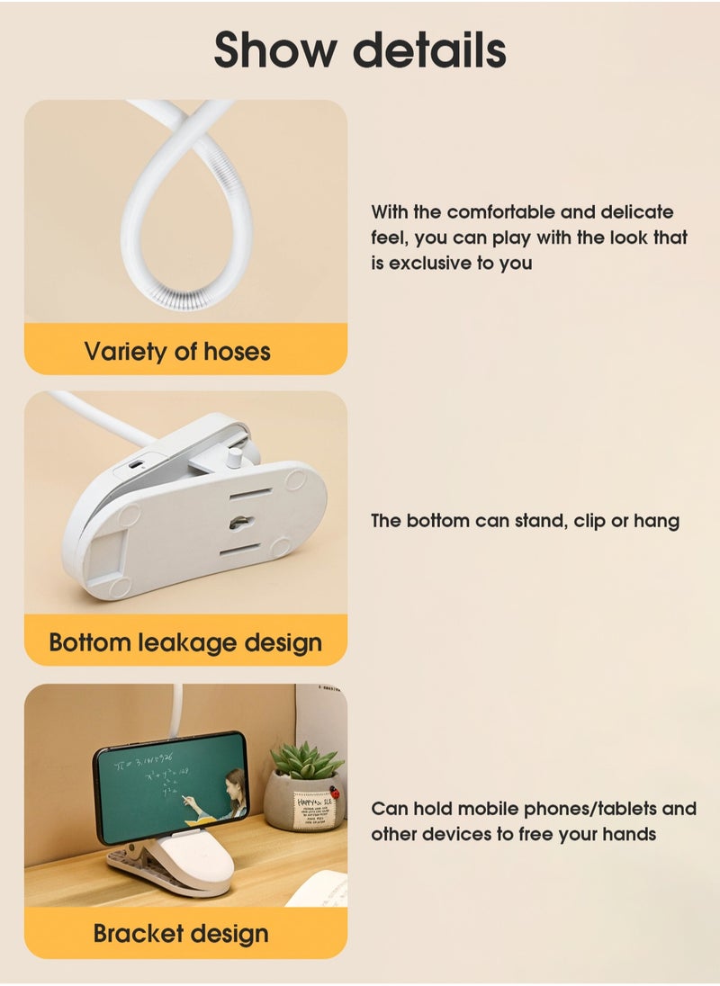 LOOPITYS - 3 Modes Touch Dimming USB Dimming Clip Table Lamp Student Dormitory Learning Study Table Light Bedside Flexo Lamps - Image 1