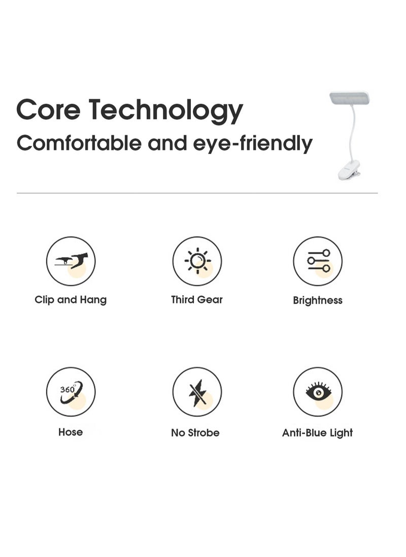 LOOPITYS - 3 Modes Touch Dimming USB Dimming Clip Table Lamp Student Dormitory Learning Study Table Light Bedside Flexo Lamps - Image 1