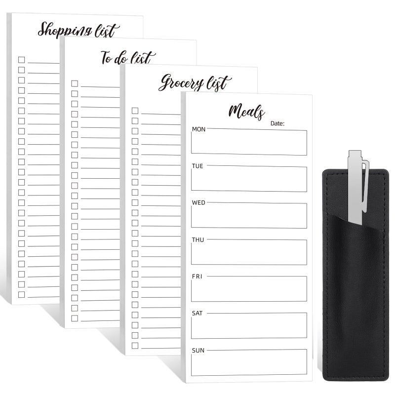 Thboxes 4 Pack Magnetic Note Pad for Fridge with Pen Holder, Totally 200 Sheets Magnetic To Do List, Grocery List, Shopping List, Meals Pads for Refrigerator - Image 1