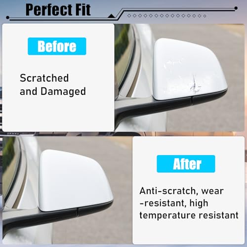 Jaronx Compatible with Tesla Model Y Mirror Caps Side Mirror Replacement 2020-2024,Left Right Rear View Mirror Cover,Side Mirror Cover Cap for Tesla Model Y Accessories (Pearl White) - Image 2