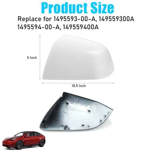 Jaronx Compatible with Tesla Model Y Mirror Caps Side Mirror Replacement 2020-2024,Left Right Rear View Mirror Cover,Side Mirror Cover Cap for Tesla Model Y Accessories (Pearl White) - Image 4