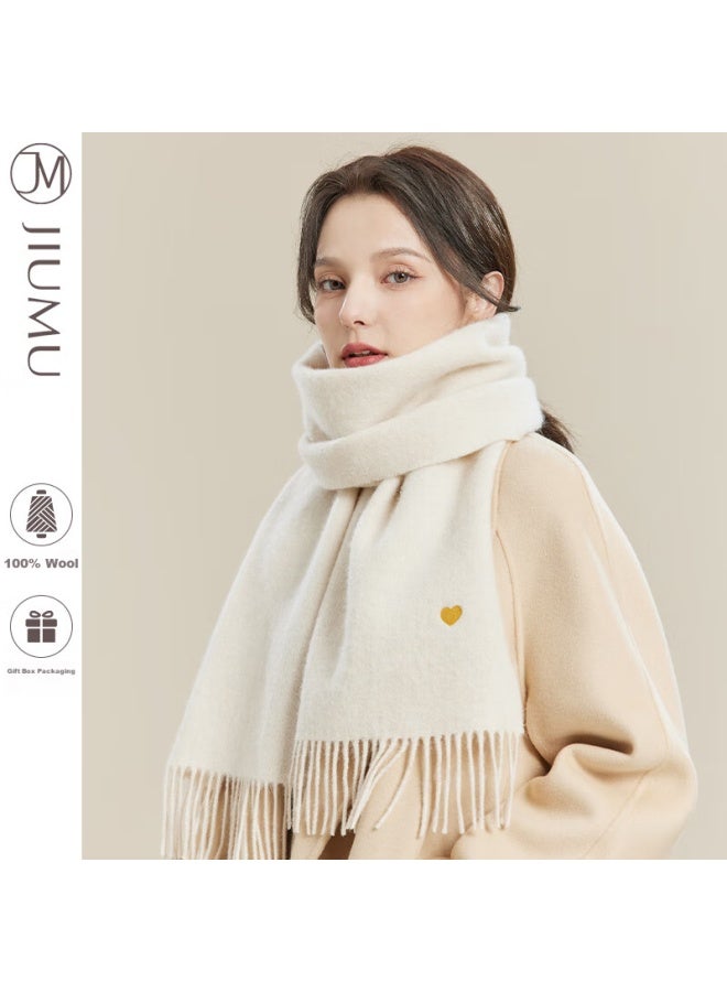 Jiumu Pure Wool Scarf For Women, Autumn And Winter Shawl, Ladies' Warm Neck Wrap, Birthday And Christmas Gift For Women, Gift Box Packaging - Image 1