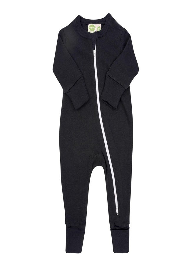 PARADE Organic Essentials '2-Way' Zip Romper - Long Sleeve Black 3-6M with mitts - Image 1