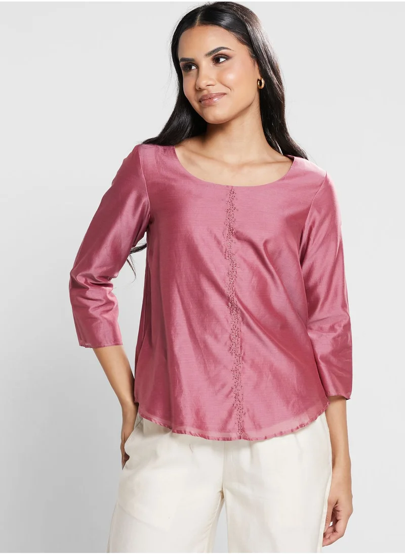 Fabindia Crew Neck Knitted Top