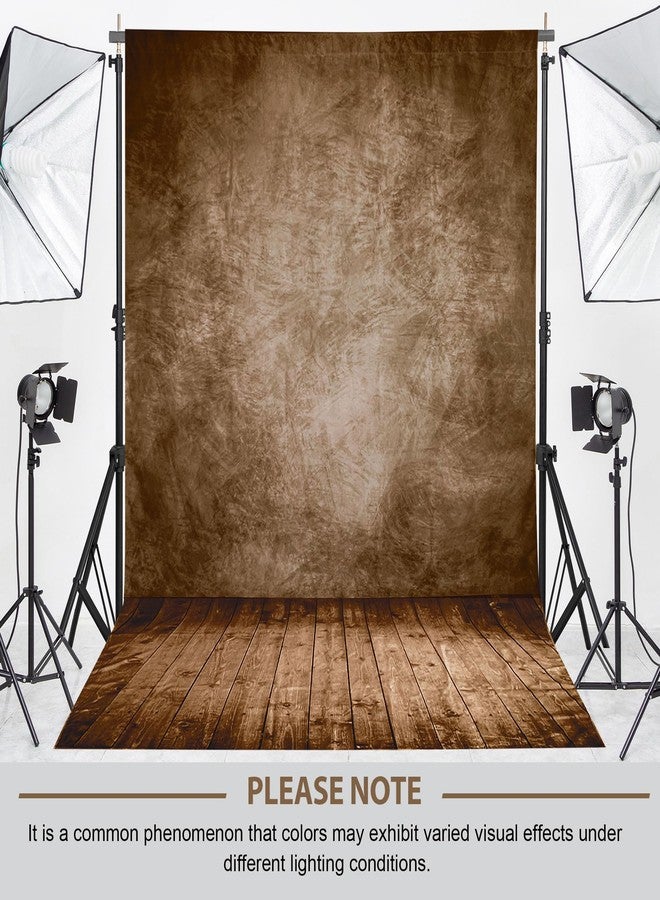 Haboke Professional Abstract Portrait Photography Backdrop,Wall with Wood Floor Backdrop for Kids Photography Baby Newborn Cake Smash Photo Shoots Hypoallergenic Fabric Photography Props(Brown-6x9ft) - Image 3