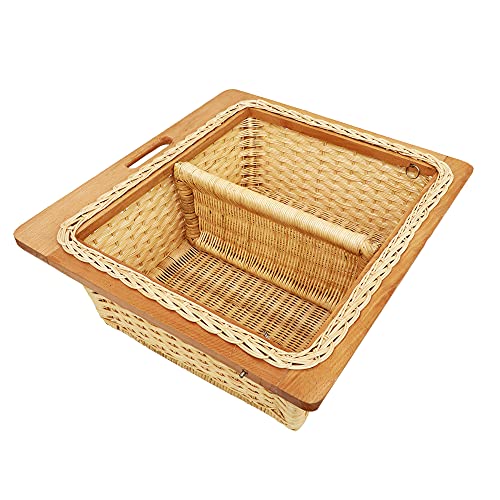 Akway Wicker basket for Modular Kitchen | Pull out Wicker Basket for Kitchen | Onion Patoto basket for (With Partition, 16.5"W (414mm) Including Channel x 16"D x 6"H) - Image 3