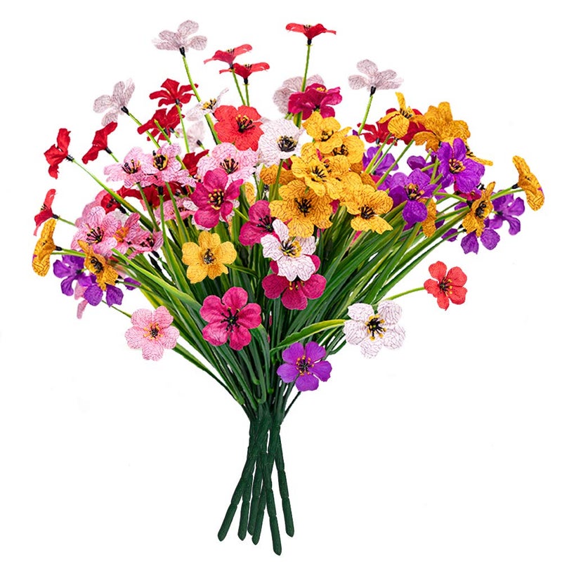 MACTING Artificial Flowers for Outdoors 6 Bundles Fake Flowers UV Resistant Faux Plastic Plants No Fade for Planters Window Box Patio Porch Garden Yard Indoor Outside Summer DecorationsMix Color1