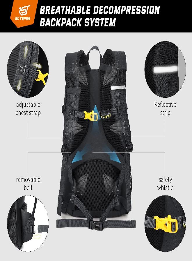 SKYSPER SKYSPER Hiking Daypack 30L Water-Resistant Camping Backpacks, Day Packs for Travel Outdoor Camp Men Women Dark Grey  - Image 3