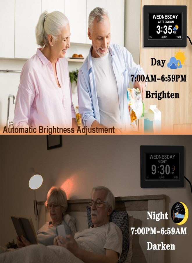 AINFTIME - Digital Clock with Date and Day of the Week for Elderly, 12 Alarms, Medication Reminder, Dementia, Alzheimers, Calendar with Extra Large Display (7" Black) - Image 5