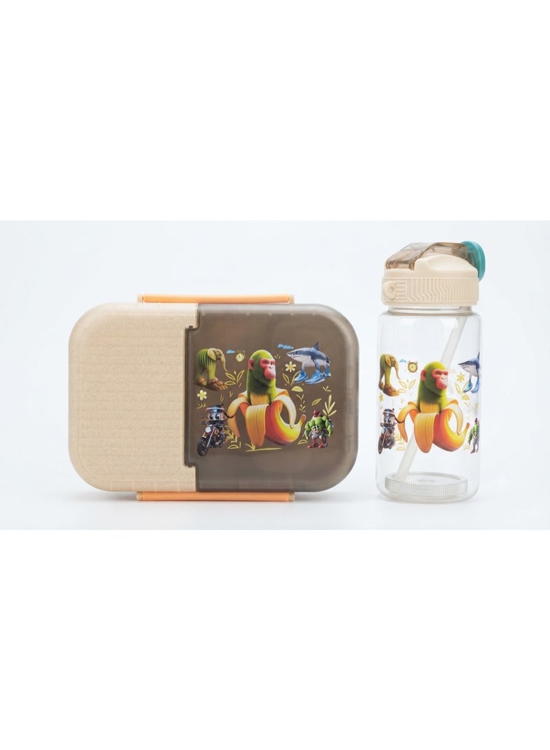 Kids' Lunchbox Set with Water Bottle and Cutlery - School Lunch Box, Multicolor