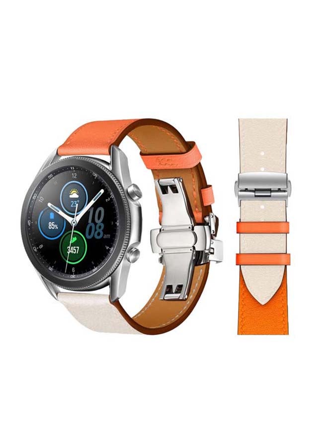 بيرفيي سوار بديل من الجلد الطبيعي لساعة سامسونج جالاكسي 3 مقاس 45 مم برتقالي - Image 1