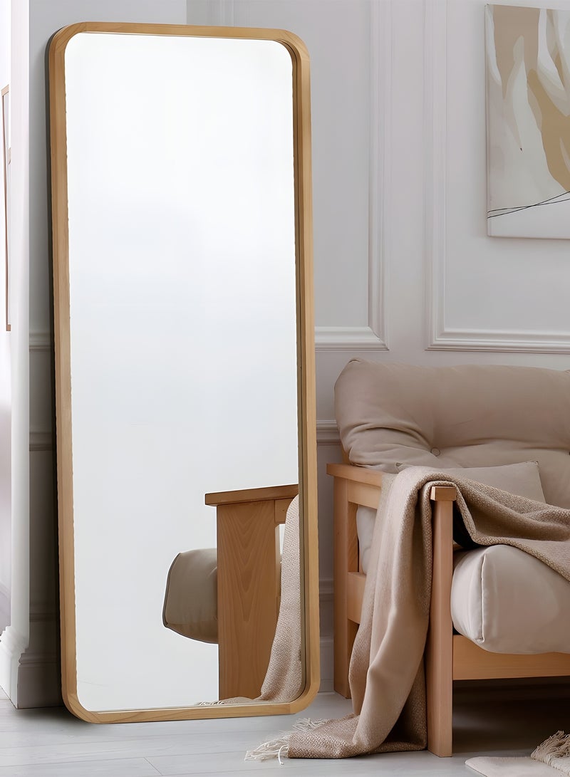 Taimi Large mirror with elegant design 160x50cm - Full length mirror with wooden frame and back stand - Its beautiful design is suitable for living rooms, dressing rooms, bedrooms and shops - Image 1