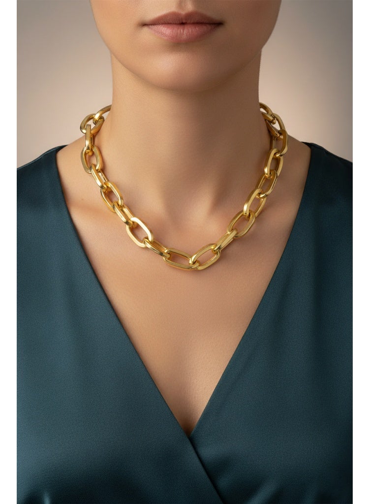FLUFFY Women’s Necklace Wide Oval Link Chain – Elegant Touch - Image 1
