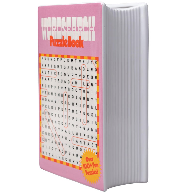 ban.do Decorative Book Shaped Vase, Word Search Ceramic Vase, Shelf Decor for Home or Office (Word Search) - Image 2