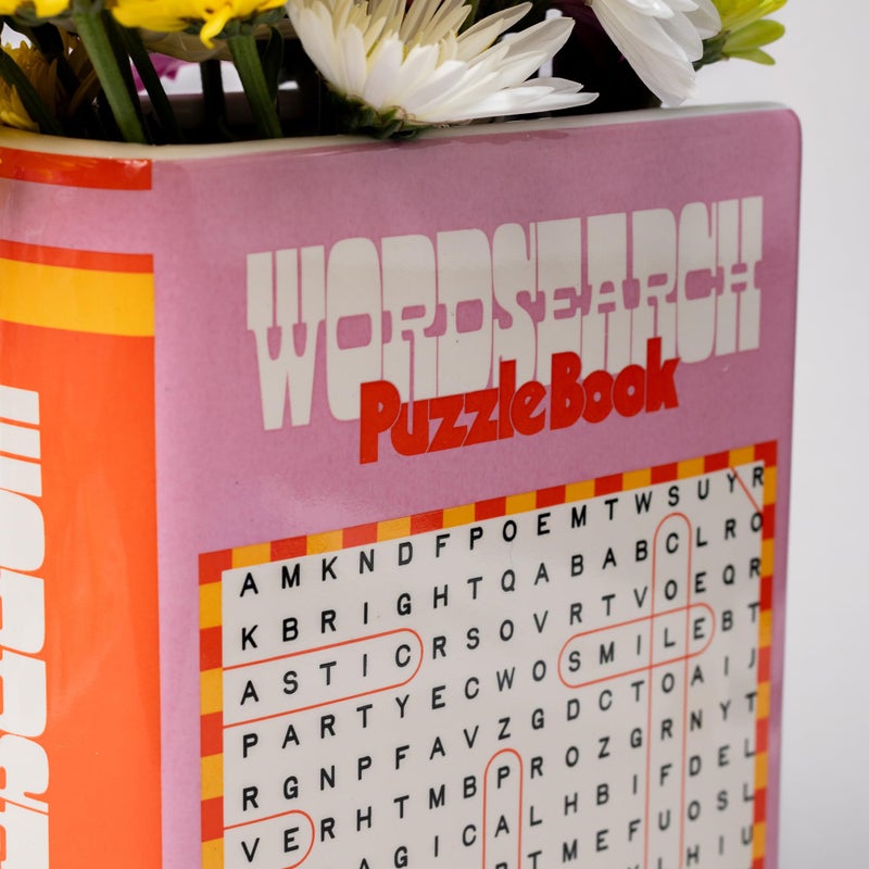 ban.do Decorative Book Shaped Vase, Word Search Ceramic Vase, Shelf Decor for Home or Office (Word Search) - Image 4